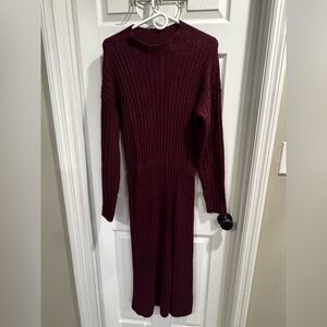 Aerie Deep Burgundy Long Sleeve Dress